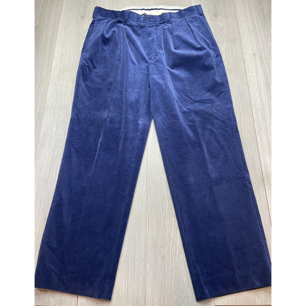 Polo Golf Ralph‎ Lauren Pants Men 36x29* Navy Corduroy Fairway Pleated Pin Wale
